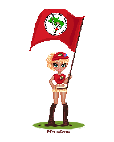 Adesivo Avulso (8x4cm) - Sainha MiuMiu e Boné do MST - R$1,80