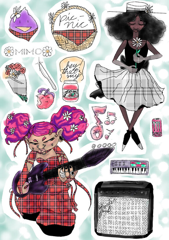 Cartela de Adesivos A5 - Nicole &amp; Kellyne Pic-Nic - R$8